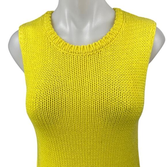 Zara Women's Yellow Sleeveless Knit Crew Neck Tank Sweater Mini Dress Size M - Picture 9 of 9